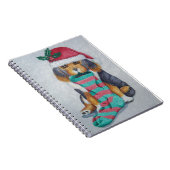 Carnet chiot noir et brun mignon vêtu pour noël (Côté Droit)