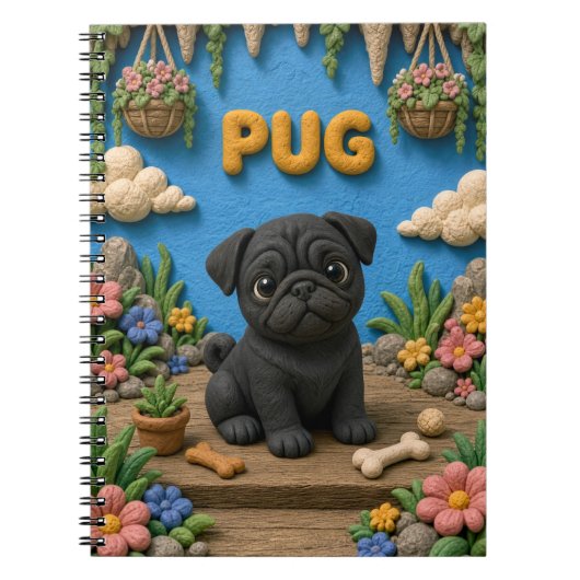 Carnet Chiot Pug Mignon, Bébé Chien (Devant)