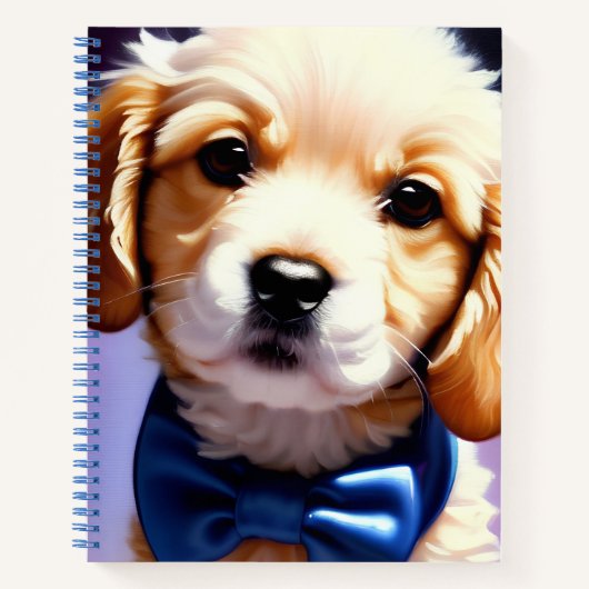 Carnet Chiot souple adorable avec jolie Cravate de Bow bl (Devant)