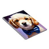 Carnet Chiot souple adorable avec jolie Cravate de Bow bl (Côté Droit)