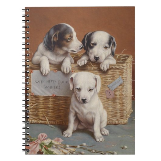 Carnet Chiots dans un panier (Devant)