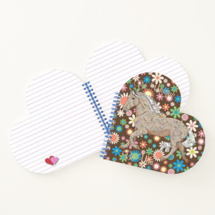 Carnet Chocolat Palomino Horse (fleurs/marron)