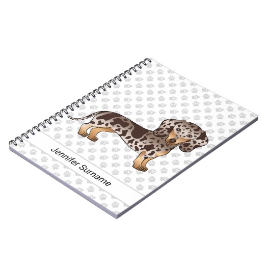 Carnet Chocolat & Tan Dappage cheveux courts et nom (Côté gauche)