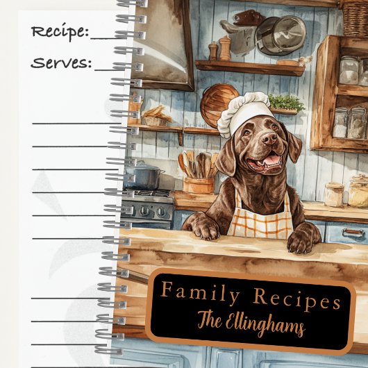 Carnet Chocolate Labrador Retriever Chef Recipe Book