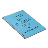 Carnet Choses Que Mes Élèves Ont Dit Mémoire D'enseignant (Côté Droit)