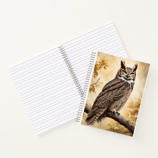 Carnet Chouette à cornes perchée dans un arbre (Intérieur)