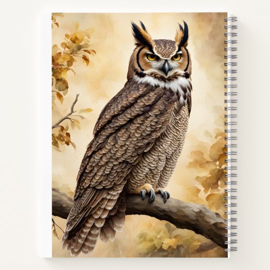 Carnet Chouette à cornes perchée dans un arbre (Dos)