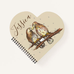 Carnet Chouette à queue rouge personnalisée Aimant Oiseau
