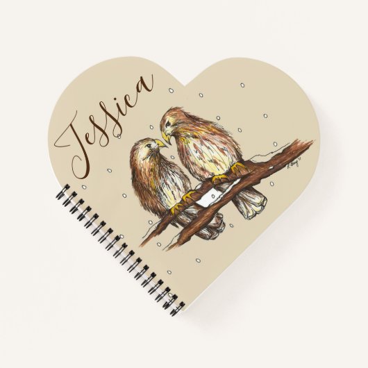 Carnet Chouette à queue rouge personnalisée Aimant Oiseau (Devant)