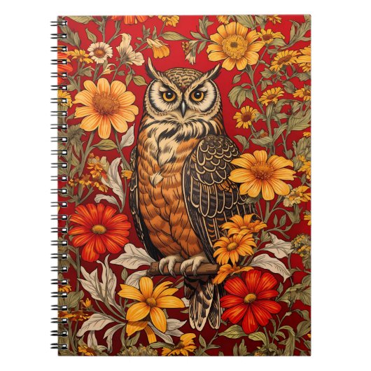 Carnet Chouette À Rayures Et Fleurs De Zinnia (Devant)