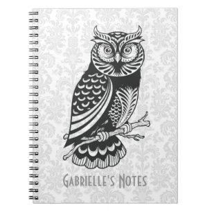 Carnet Chouette Abstraite noire et blanche