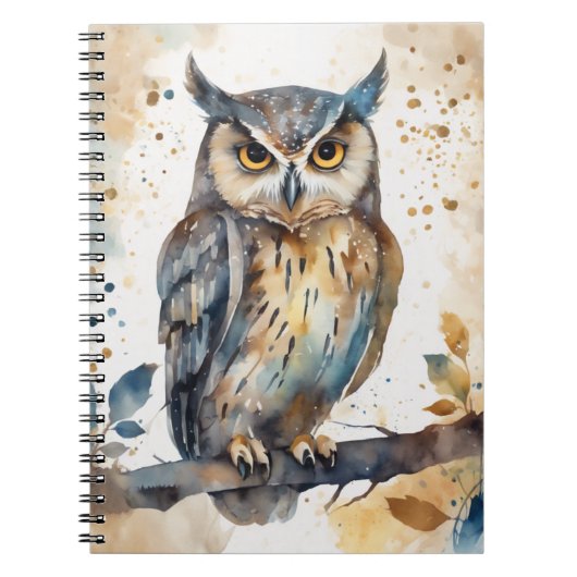 Carnet Chouette aquarelle (Devant)