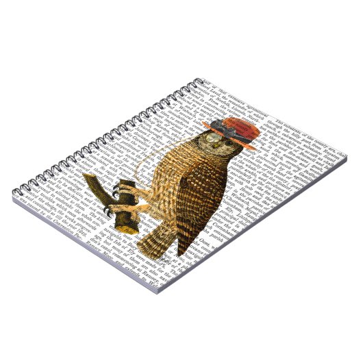 Carnet Chouette avec Casquette Bowler style Steampunk (Côté gauche)