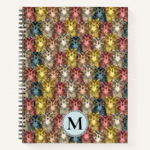 Carnet Chouette boho colorée Motif et monogramme (Devant)