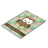Carnet Chouette Brown mignonne avec bow rose (Côté gauche)