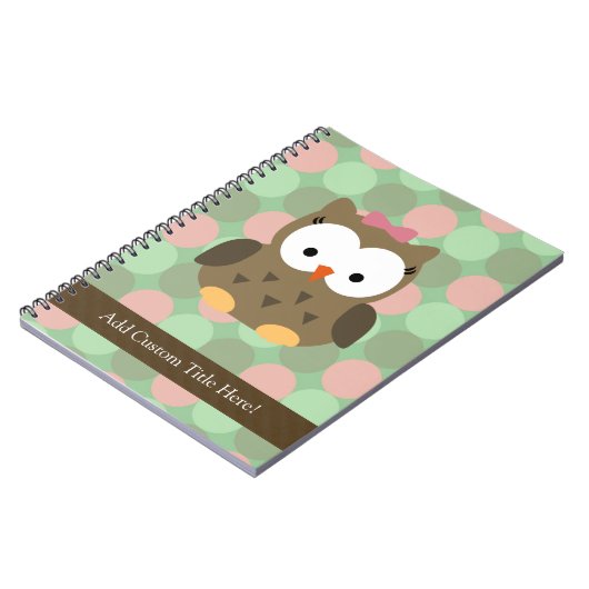 Carnet Chouette Brown mignonne avec bow rose (Côté gauche)