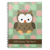 Carnet Chouette Brown mignonne avec bow rose (Devant)