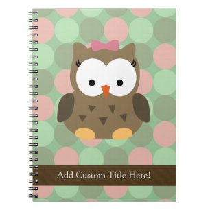 Carnet Chouette Brown mignonne avec bow rose