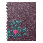 Carnet chouette cool tendance turquoise bleu tourbillonna (Devant)