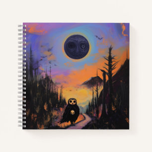 Carnet Chouette Crâne noir Lune Magique Mystique Cuisine