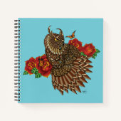 Carnet Chouette des Roses rouges bleu (Devant)