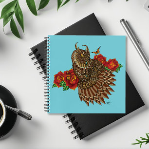 Carnet Chouette des Roses rouges bleu