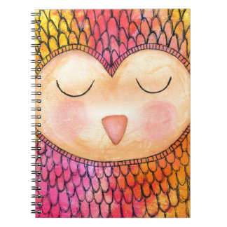 Carnet Chouette dormante funky moderne Peinture multimédi
