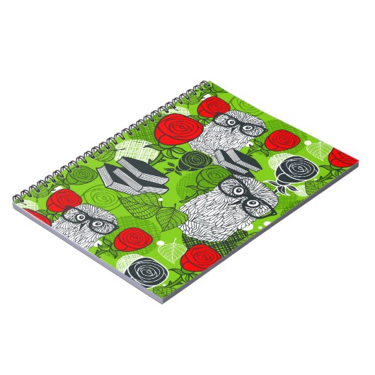 Carnet Chouette en roses rouges (Côté gauche)