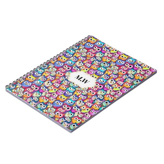 Carnet Chouette fait face à un monogramme motif d'oiseaux (Côté gauche)