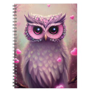 Carnet Chouette Kawaii Imaginaire rose
