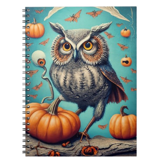 Carnet Chouette magique de la lune de récolte et Hallowee (Devant)