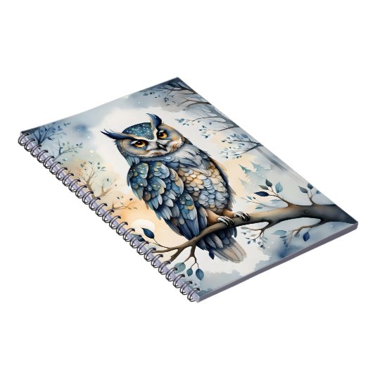 Carnet Chouette majestueuse dans une forêt hivernale (Côté Droit)