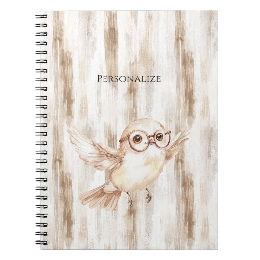 Carnet Chouette mignonne avec des lunettes (Devant)