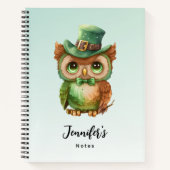 Carnet Chouette mignonne dans un chapeau vert (Devant)