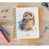 Carnet Chouette mignonne en aquarelle, personnalisable