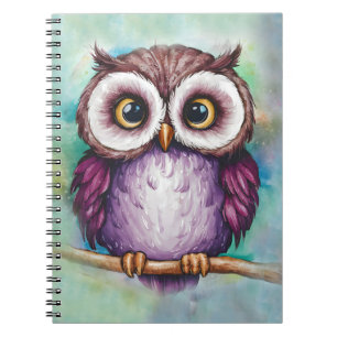 Carnet Chouette mignonne peinte à l'aquarelle