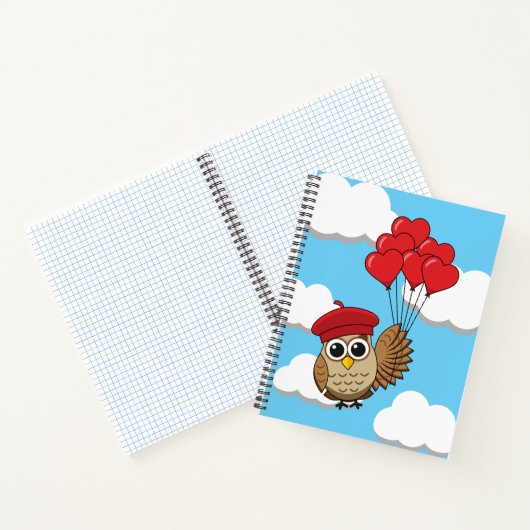 Carnet Chouette Mignonne Volant avec des Ballons en Forme (Intérieur)