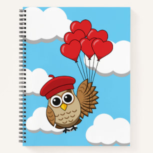 Carnet Chouette Mignonne Volant avec des Ballons en Forme