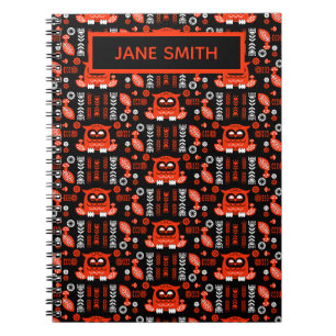 Carnet Chouette nordique d'art folklorique orange et noir