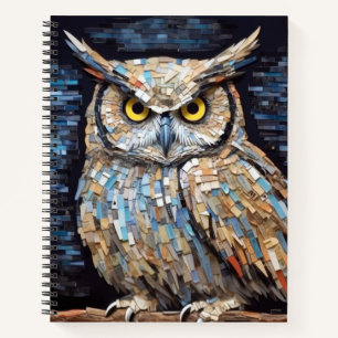 Carnet Chouette Oiseau Art Décor Peinture Mosaïque