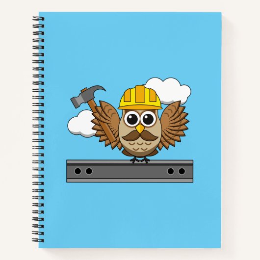 Carnet Chouette ouvrier de construction mignon avec dessi (Devant)