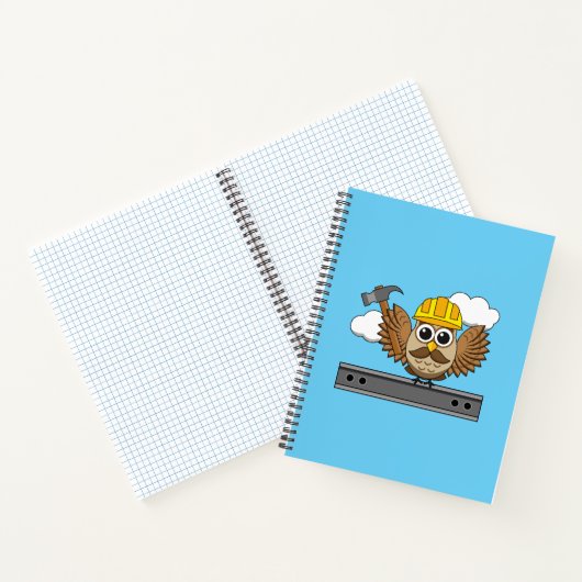 Carnet Chouette ouvrier du bâtiment mignon avec casque de (Intérieur)