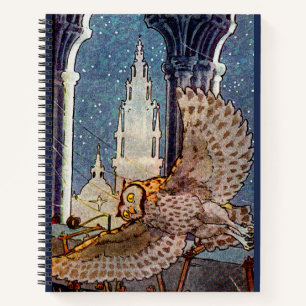 Carnet chouette rêveuse volant la nuit