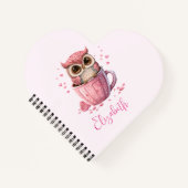 Carnet Chouette rose mignonne en coupe (Devant)