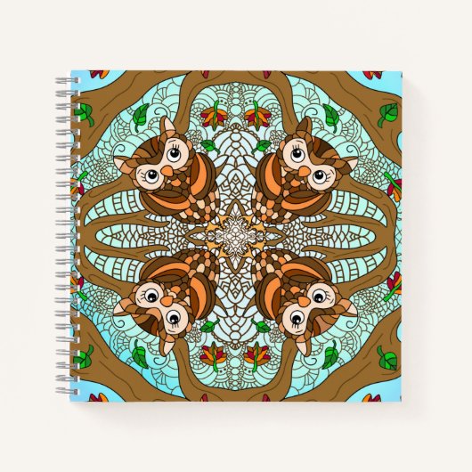 Carnet Chouette tirée à la main Mandala (Devant)