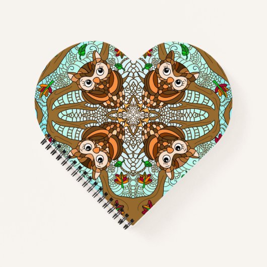 Carnet Chouette tirée à la main Mandala (Devant)