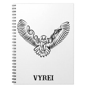 Carnet Chouette volante tribale noire et blanche