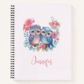 Carnet Chouettes amoureuses Assis sur une branche d'arbre (Devant)