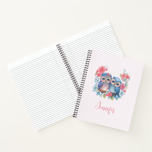 Carnet Chouettes amoureuses Assis sur une branche d'arbre (Intérieur)