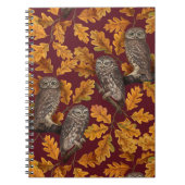 Carnet Chouettes d'automne sur rouge foncé (Devant)